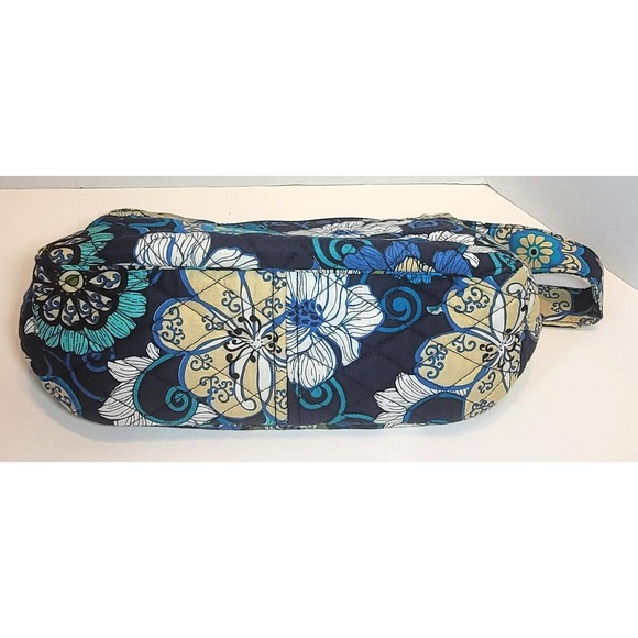 Vera Bradley MOD FLORAL BLUE Zip Purse Shoulder Bag Baguette Side Pockets - Picture 4 of 8